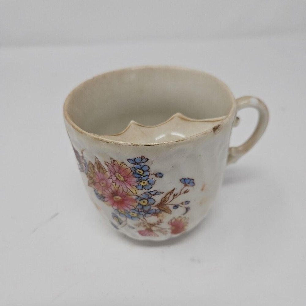 Antique Scalloped Porcelain Mustache Cup A Present Transferware Germany